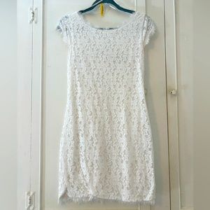 White DvF floral lace mini dress
